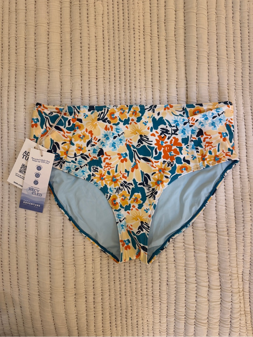 NANI Women’s Floral High-Waist Bikini Bottom - with yoga pocket